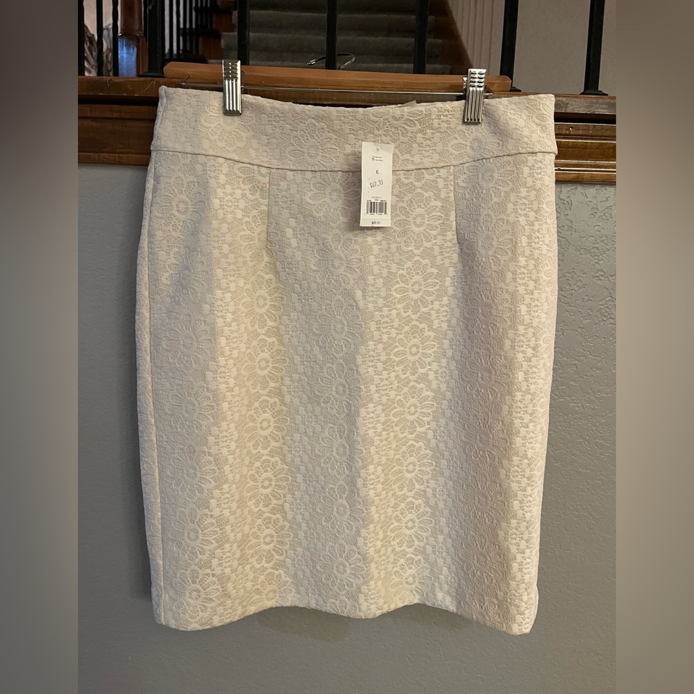 Banana Republic Elegant Cream Lace Skirt